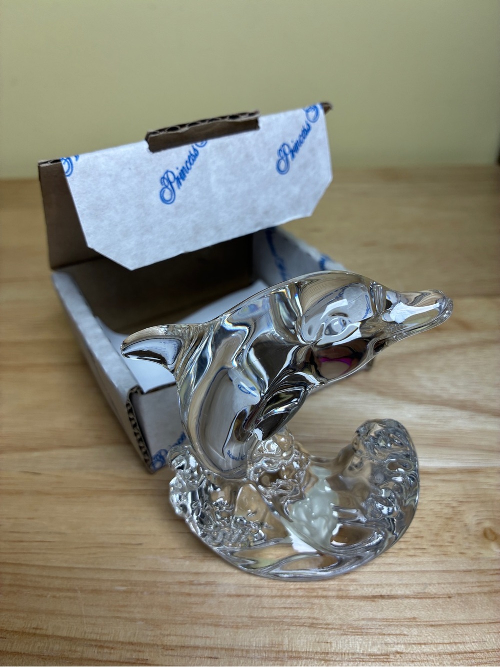 Vintage Lead Crystal Dolphin Princess House Original Box Beach Life Decor Retro